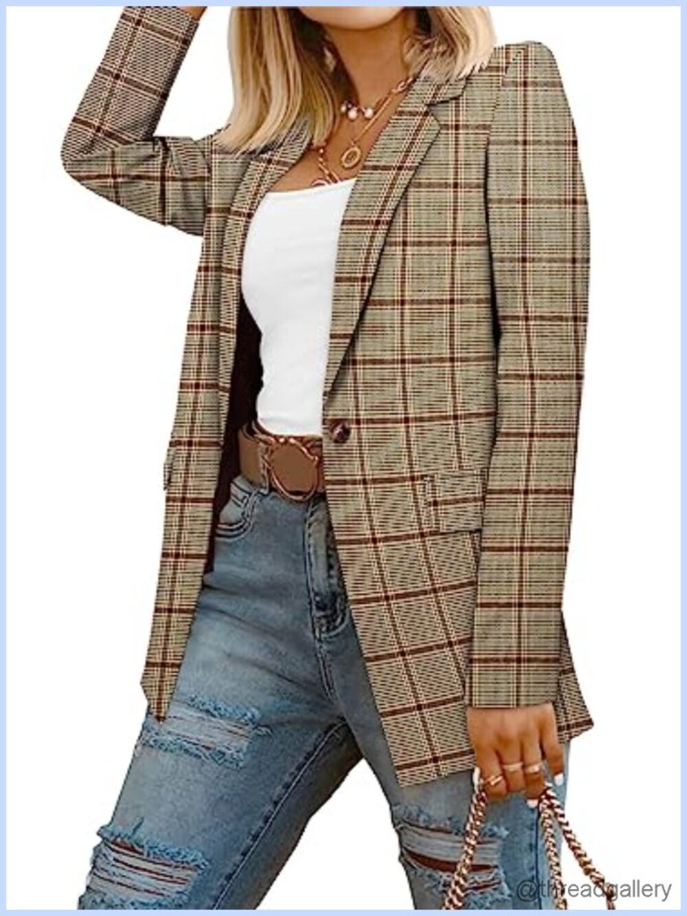 Women Loose Business Casual Blazer Jacket Lined Polyester Spandex